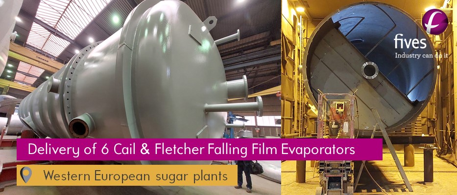 Delivery of Cail & Fletcher six falling film evaporators for western european sugar plants